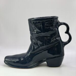 Mid Century Modern Frankoma Pottery Navy Cowboy Boot Mug Bud Vase C33